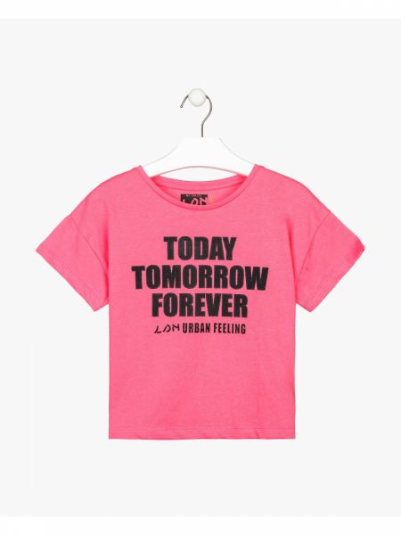 Μπλούζα κοντομάνικη με διάφορα print βαμβακερή ροζ