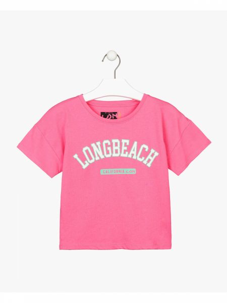 Μπλούζα κοντομάνικη με διάφορα print βαμβακερή φούξια