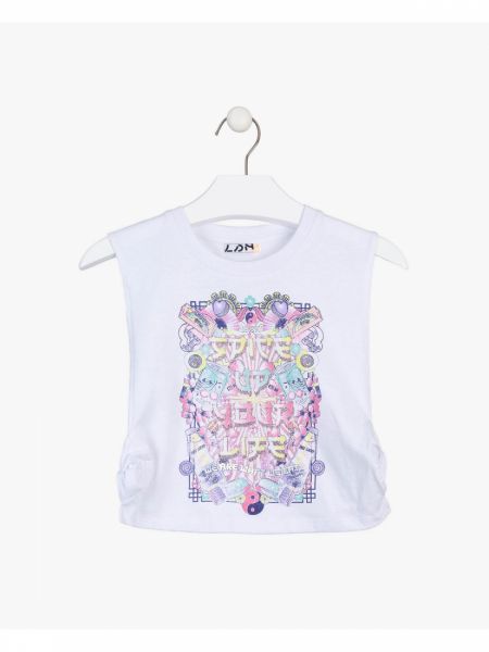 Κροπ τοπ Losan Try με διάφορα print  λευκό