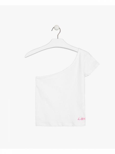 Μπλούζα βαμβακερή μονόχρωμη με ένα ώμο λευκό