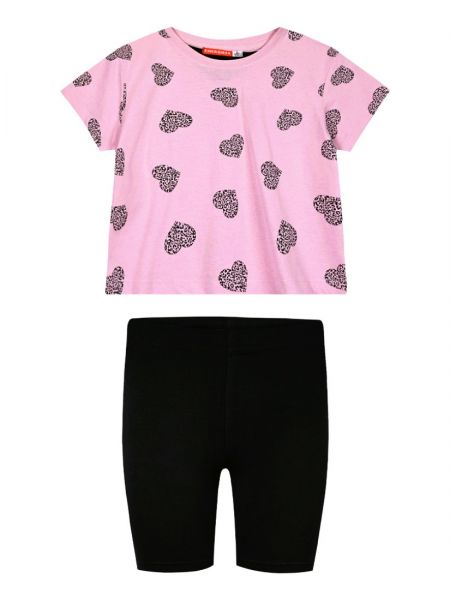 Σετ κροπ τοπ με καρδιές και ποδηλατικό κολάν μαύρο