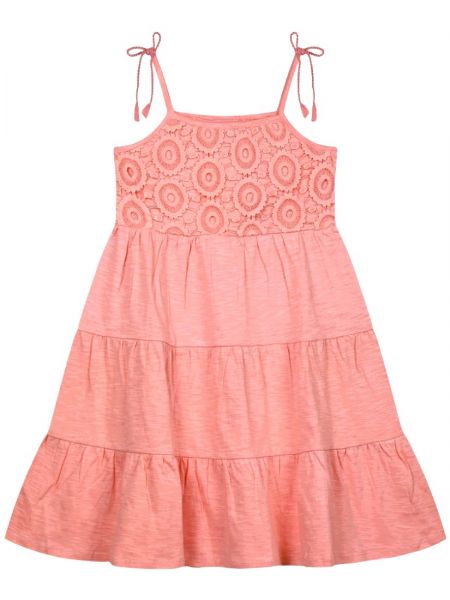Φόρεμα αμάνικο με κεντημένες λεπτομέρειες ροζ