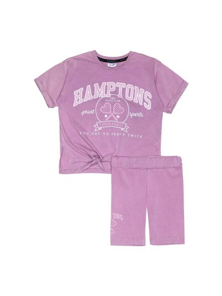 Σετ μπλούζα που δένει και ποδηλατικό κολάν λιλά