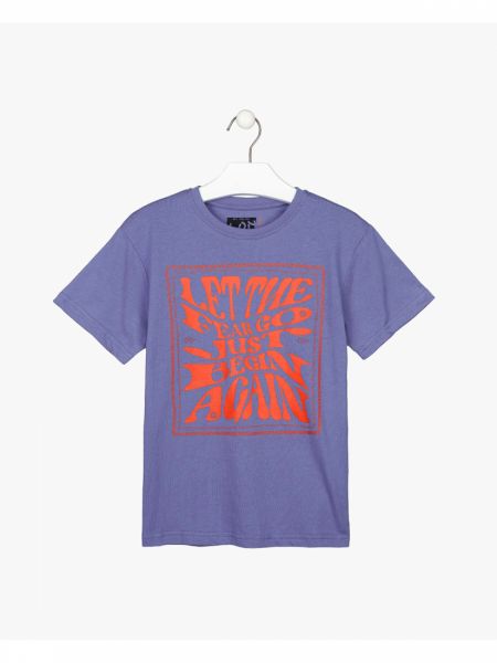 Μπλούζα κοντομάνικη βαμβακερή Losan Try με διάφορα print μπορντώ