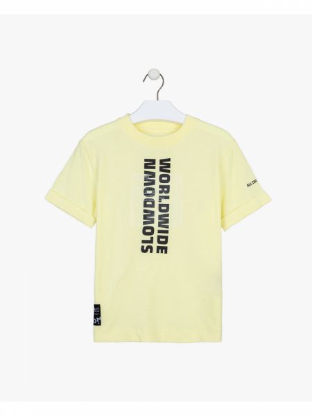 Μπλούζα κοντομάνικη βαμβακερή Losan Try με διάφορα print ώχρα