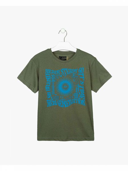 Μπλούζα κοντομάνικη βαμβακερή Losan Try με διάφορα print χακί