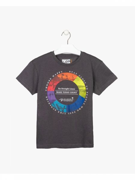 Μπλούζα κοντομάνικη βαμβακερή Losan Try με διάφορα print peach