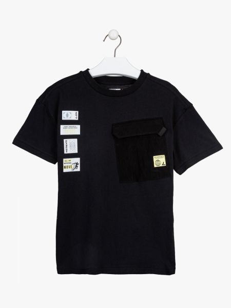 Μπλούζα κοντομάνικη βαμβακερή Losan Try με διάφορα print ασημί