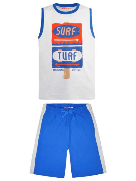 Σετ βαμβακερό αμάνικο με print surf turf μπλε