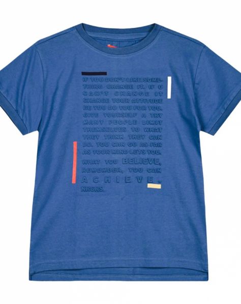 Μπλούζα βαμβακερή κοντομάνικη με 3D print  πετρόλ