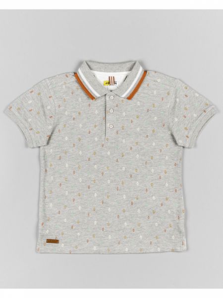 Μπλούζα τύπου Polo με πλεκτές λεπτομέρειες  γκρι