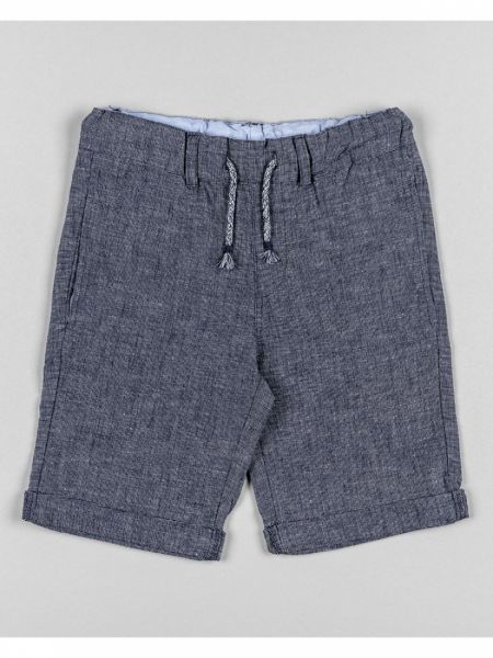 Βερμούδα λινή μονόχρωμη chinno με τσέπες μπλε