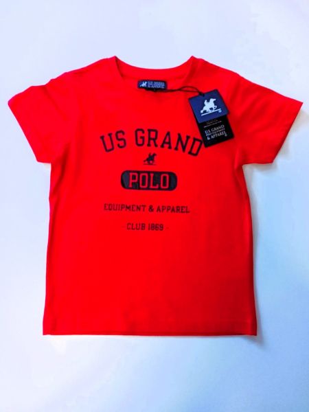Μπλούζα κοντομάνικη Polo Club με print US GRAND POLO αγόρι μεγάλο κόκκινο