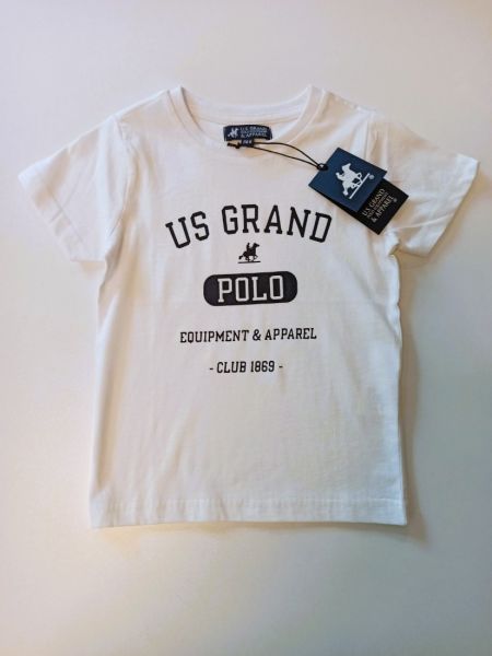 Μπλούζα κοντομάνικη Polo Club με print US GRAND POLO αγόρι μεγάλο λευκό