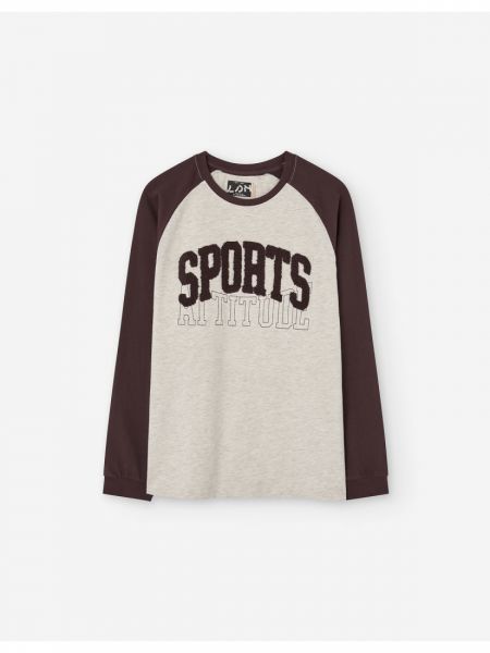 Μπλούζα βαμβακερή μακρυμάνικη με διάφορα print για αγόρι Lsn Try μπεζ