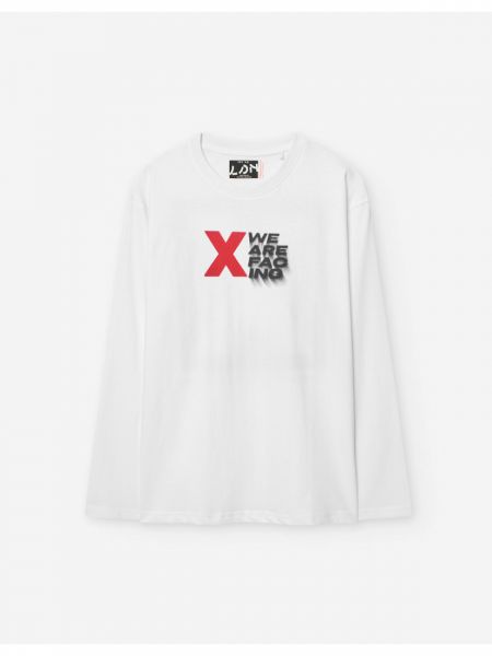 Μπλούζα βαμβακερή μακρυμάνικη με διάφορα print για αγόρι Lsn Try λευκό
