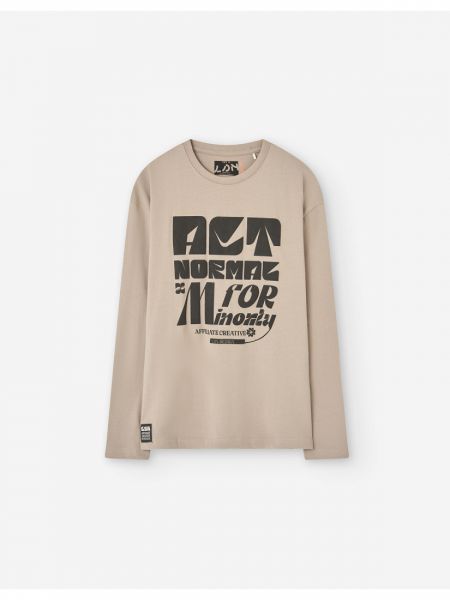 Μπλούζα βαμβακερή μακρυμάνικη με διάφορα print για αγόρι Lsn Try σοκολά