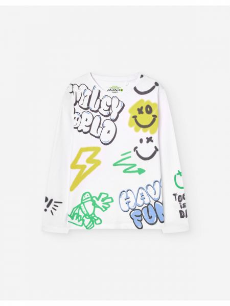 Μπλούζα μακρυμάνικη βαμβακερή με print LSN boy λευκό