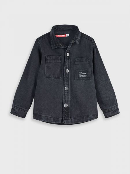 Πουκάμισο πανωφόρι τζιν με τρουκς μαύρο