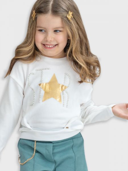 Σετ μπλούζα με πέρλες και σορτς με πιέτες και αλυσίδα μέντα