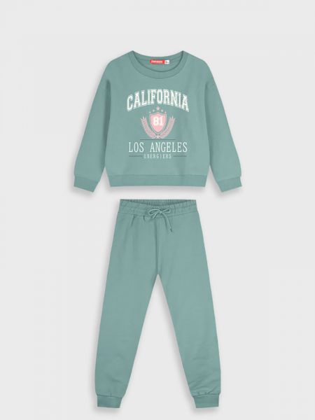 Φόρμα φούτερ με κροπ τοπ και print california μέντα