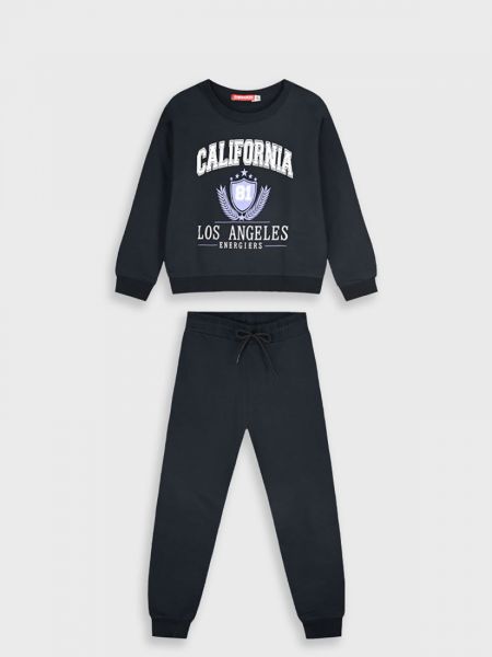 Φόρμα φούτερ με κροπ τοπ και print california μαύρο