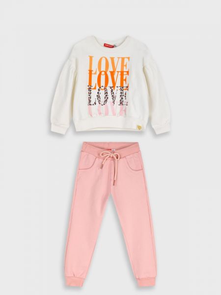 Φόρμα φούτερ με print Love ροζ