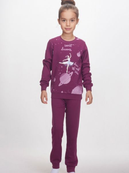 Πυζάμα για κορίτσι μεγάλο με print Sweet dreams ballerina λιλά
