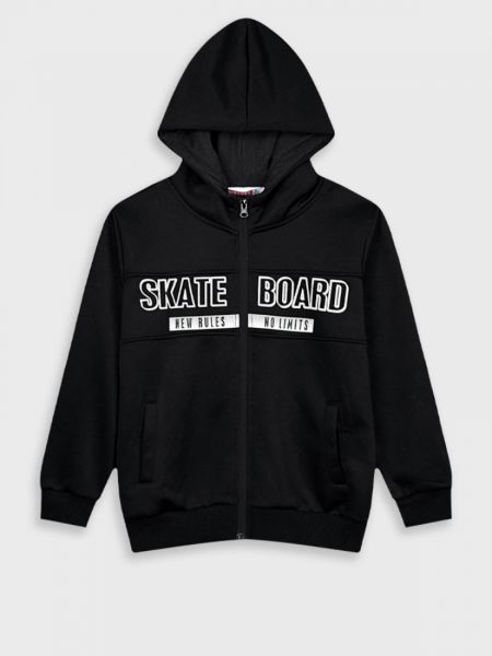 Ζακέτα με κουκούλα Skateboard 'New rules no limits' μαύρο