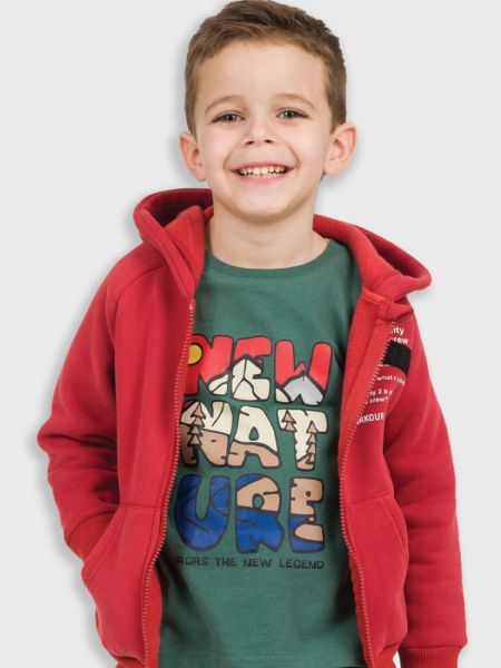 Μπλούζα βαμβακερή μακρυμάνικη με print nature πράσινο