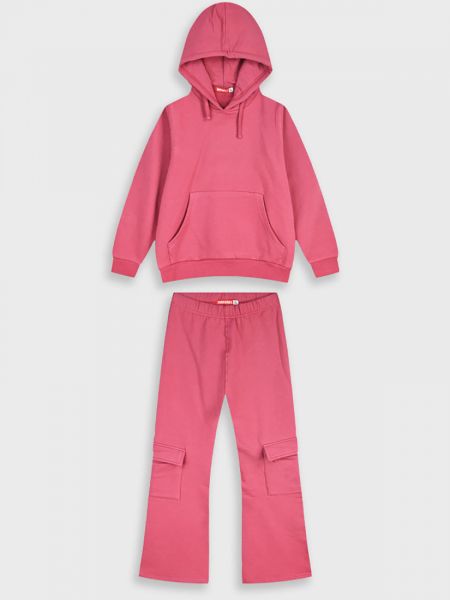 Σετ φόρμα φούτερ με τσέπη και cargo παντελόνι καμπάνα σάπιο μήλο