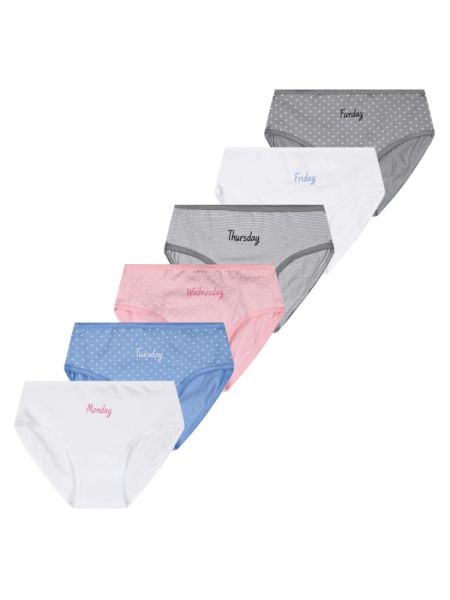 Σετ βρακάκια βαμβακερά με print ημέρες της εβδαμάδας πακέτο των έξι τεμαχίων ροζ