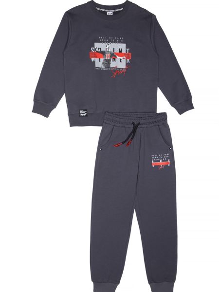 Φόρμα λεπτή φούτερ με print Ronaldo ανθρακί