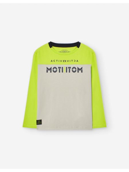 Μπλούζα μακρυμάνικη βαμβακερή με print LSN λαχανί