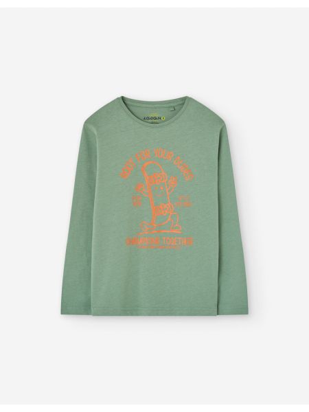 Μπλούζα μακρυμάνικη βαμβακερή με print LSN πετρόλ