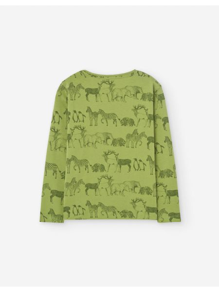 Μπλούζα μακρυμάνικη βαμβακερή με print LSN λαδί