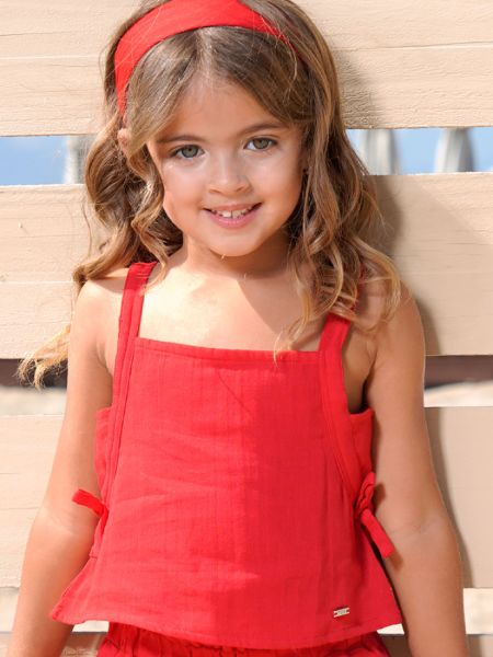 Τοπ μονόχρωμο με φιογκάκια κόκκινο