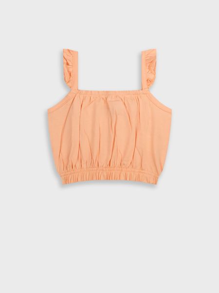 Τοπ μονόχρωμο βαμβακερό με βολάν peach