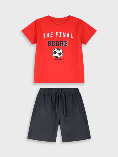 Σετ βαμβακερό με print the final score κόκκινο