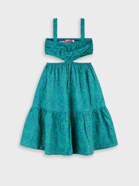 Φόρεμα με γεωμετρικά σχέδια και άνοιγμα στο πλάι πράσινο