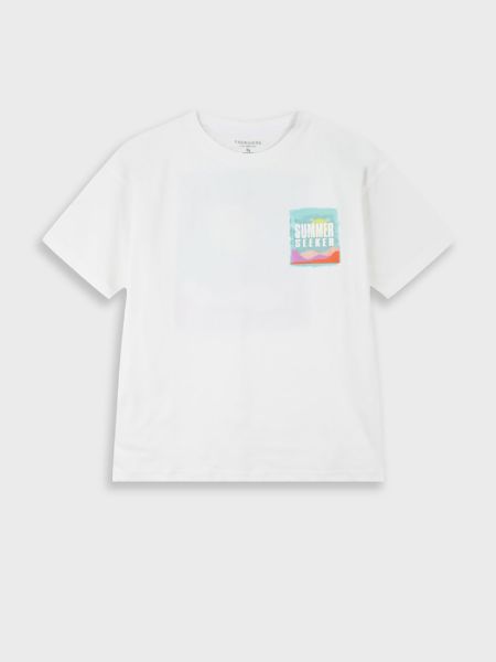 Μπλούζα κοντομάνικη βαμβακερή με print Summer Seeker λευκό