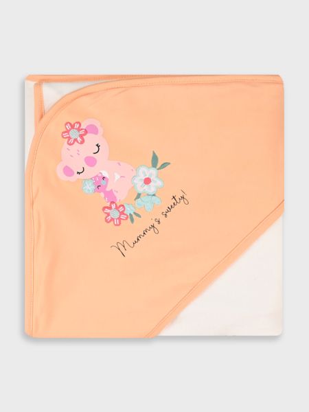 Μπουρνούζι πετσέτα με print mommy's sweety peach