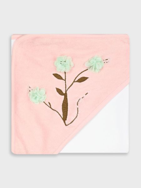 Μπουρνούζι πετσέτα με σχέδιο λουλούδια ροζ