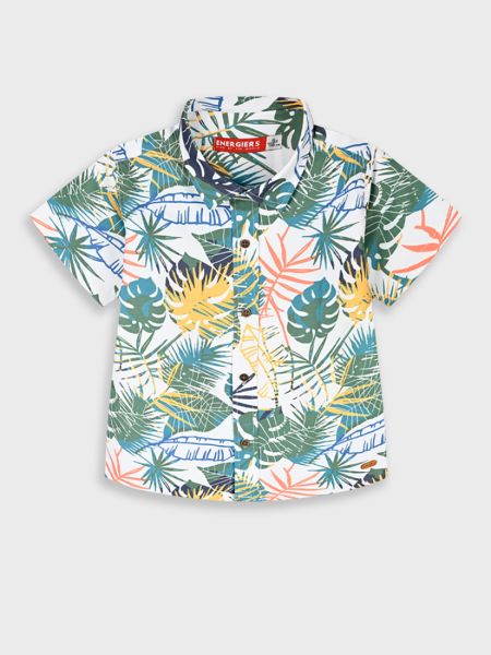 Πουκάμισο κοντομάνικο με tropical leaves πράσινο