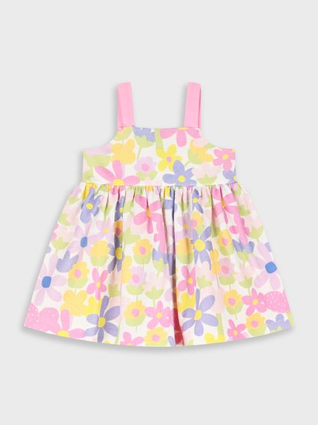 Φόρεμα με print χρωματιστά λουλούδια και δέσιμο στην πλάτη λιλά