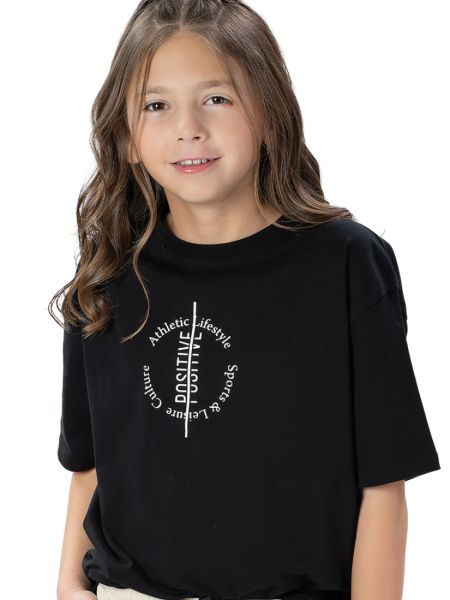 Μπλούζα κοντομάνικη με print Positive μαύρο