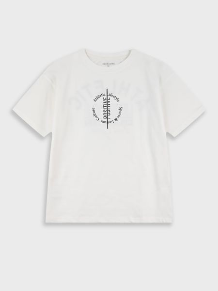 Μπλούζα κοντομάνικη με print Positive εκρού