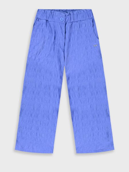 Παντελόνι μονόχρωμο γκοφρέ με τσέπες μπλε