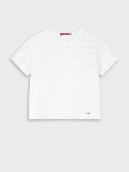 Μπλούζα κοντομάνικη μονόχρωμη γκοφρέ  λευκό