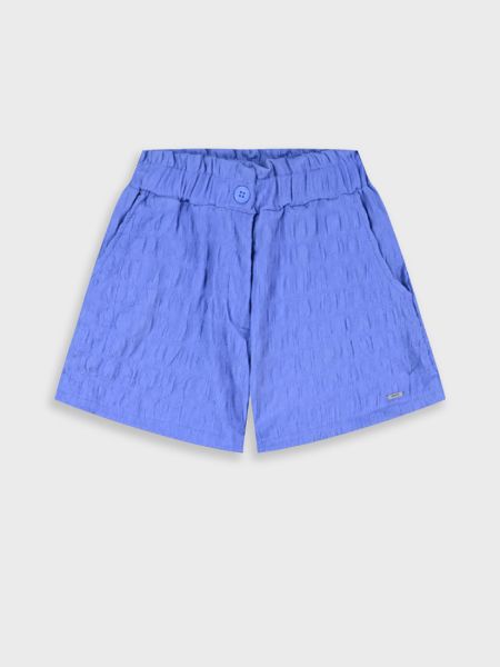 Σορτς μονόχρωμο γκοφρέ με τσέπες μπλε